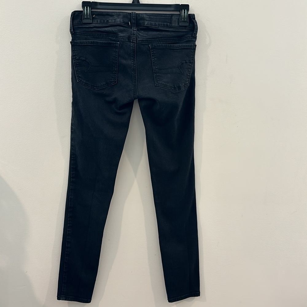 🌺American Eagle Outfitters Super Stretch Size 2 Skinny Jeans Jeggings Black - Picture 5 of 5
